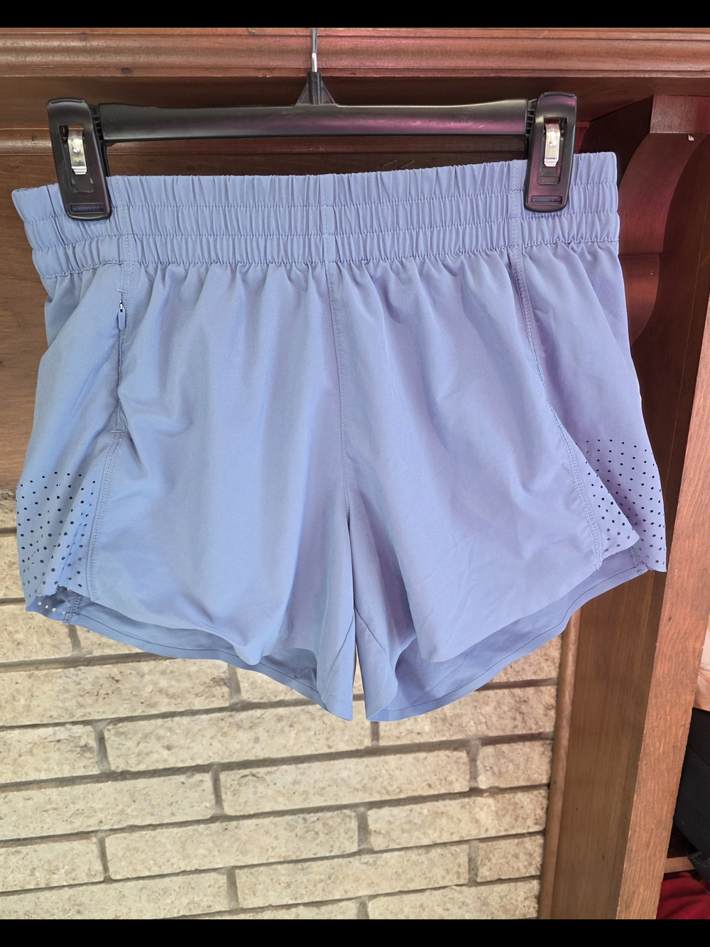 Athleta Hustle Perforated Light Blue Athletic Shorts 4.5" - Picture 2 of 6